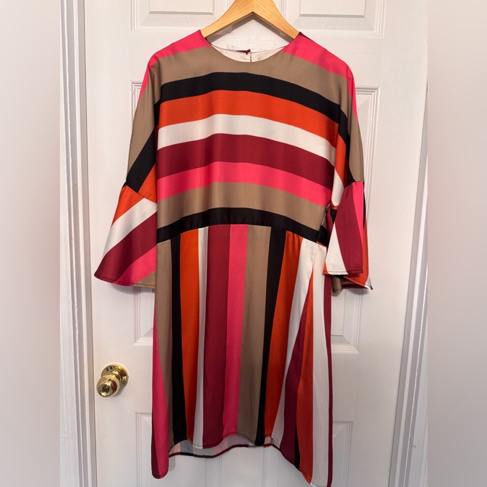 Anyplace multi-colored, striped midi dress,  size M